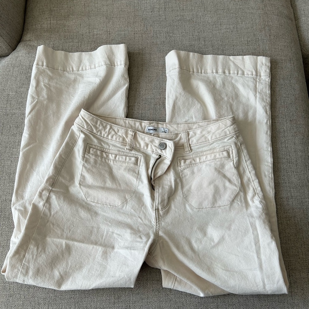 Sonoma Light Cream Wide-Leg Pants